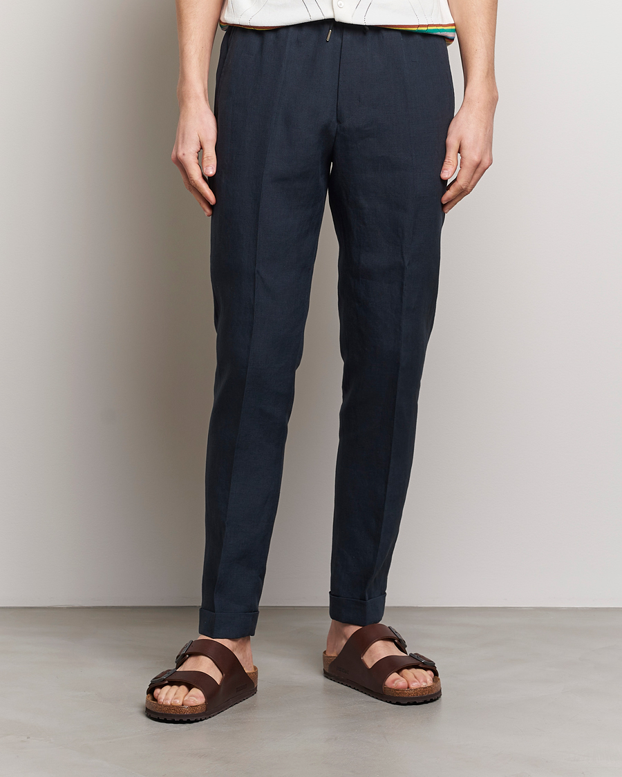 Herren | Leinenhosen | Paul Smith | Linen Drawstring Trousers Navy