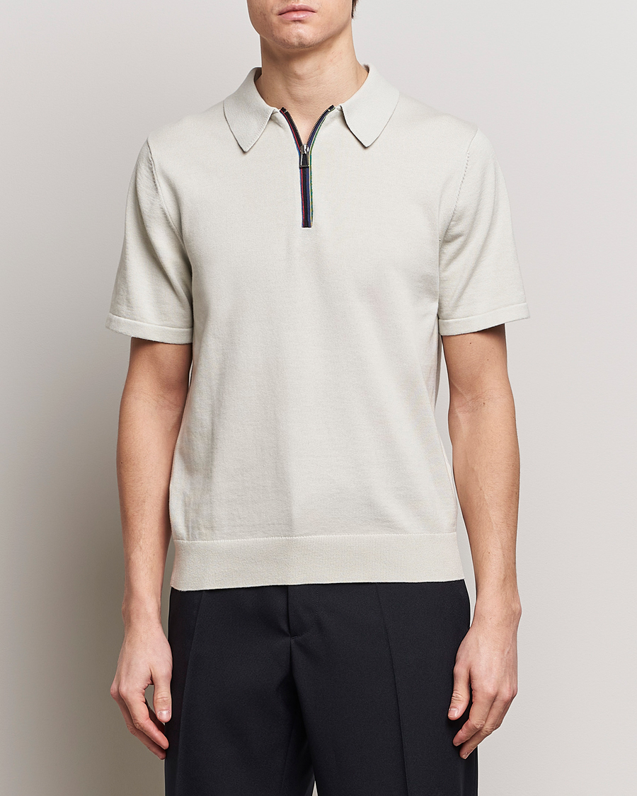 Herren |  | PS Paul Smith | Striped Half Zip Polo Light Grey