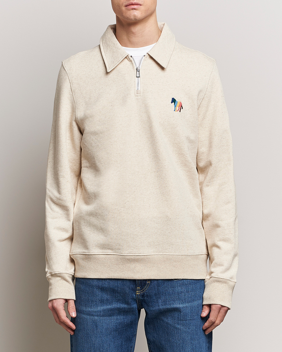 Herren | Paul Smith | PS Paul Smith | Cotton/Linen Zebra Half Zip Off White