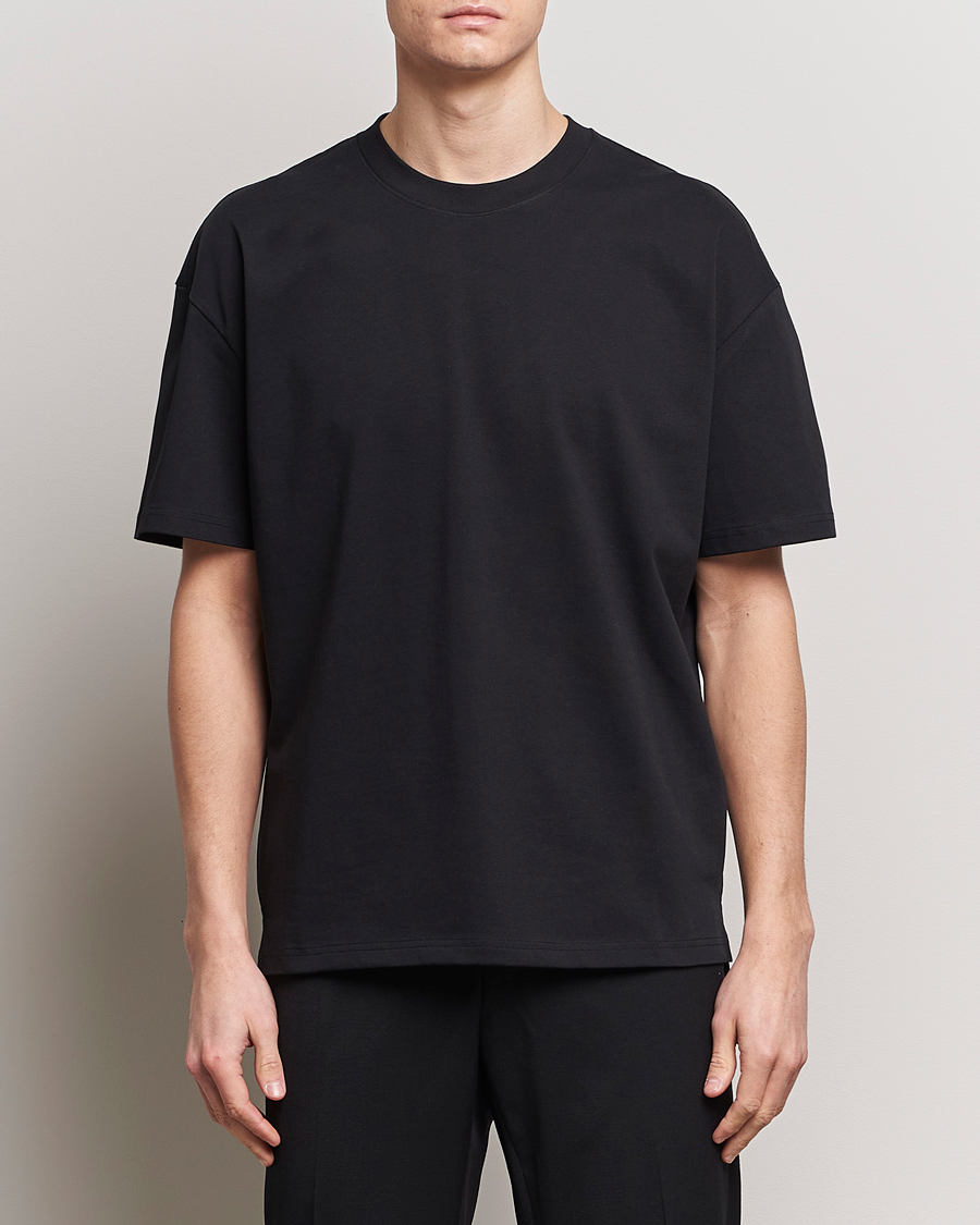 Herren | Kurzarm T-Shirt | Bread & Boxers | Textured Heavy Crew Neck T-Shirt Black