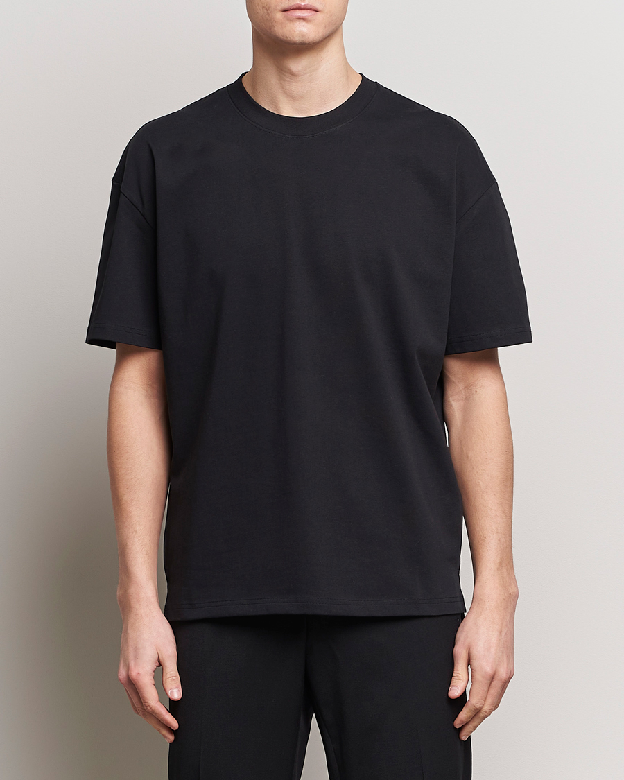 Herren | Schwartze t-shirts | Bread & Boxers | Textured Heavy Crew Neck T-Shirt Black