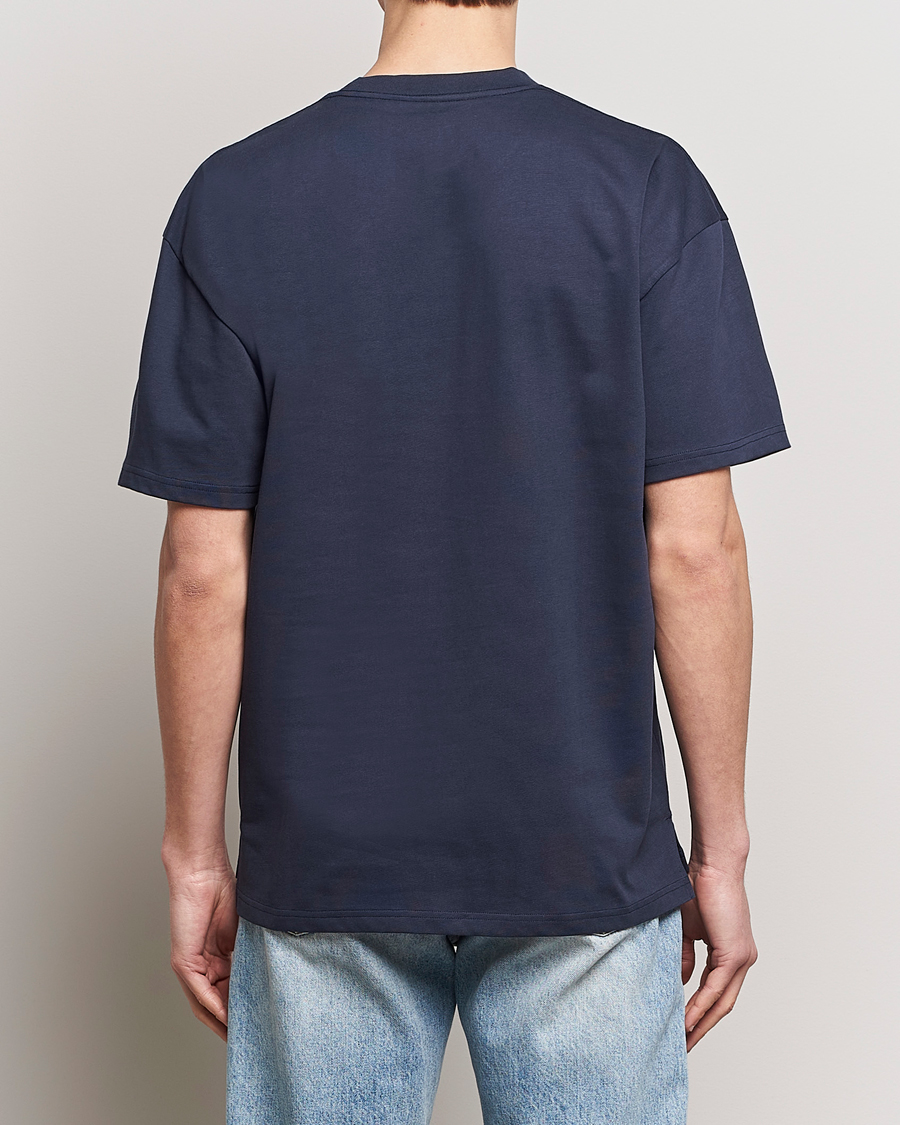 Herren | T-Shirts | Bread & Boxers | Textured Heavy Crew Neck T-Shirt Navy Blue