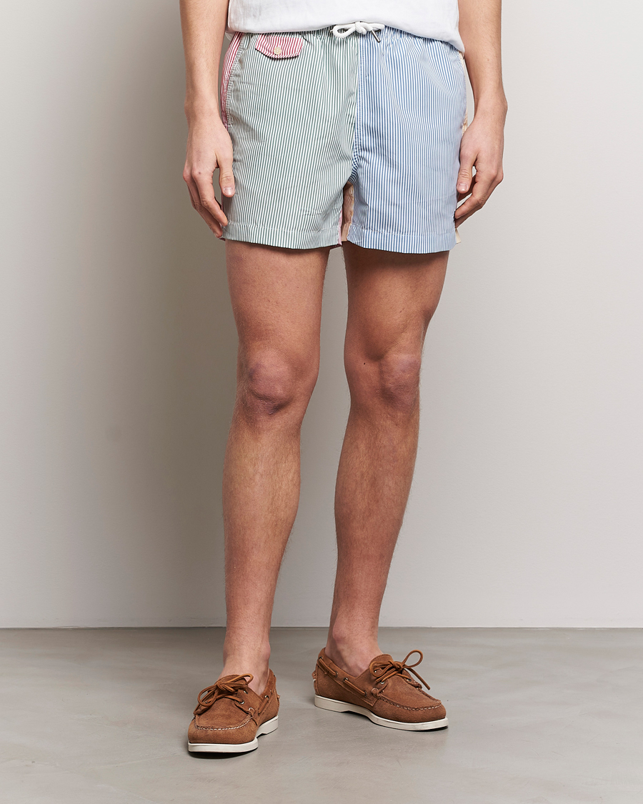 Herren | Badeshorts mit Schnürung | Morris | Mixed Stripe Bathing Trunks Off White