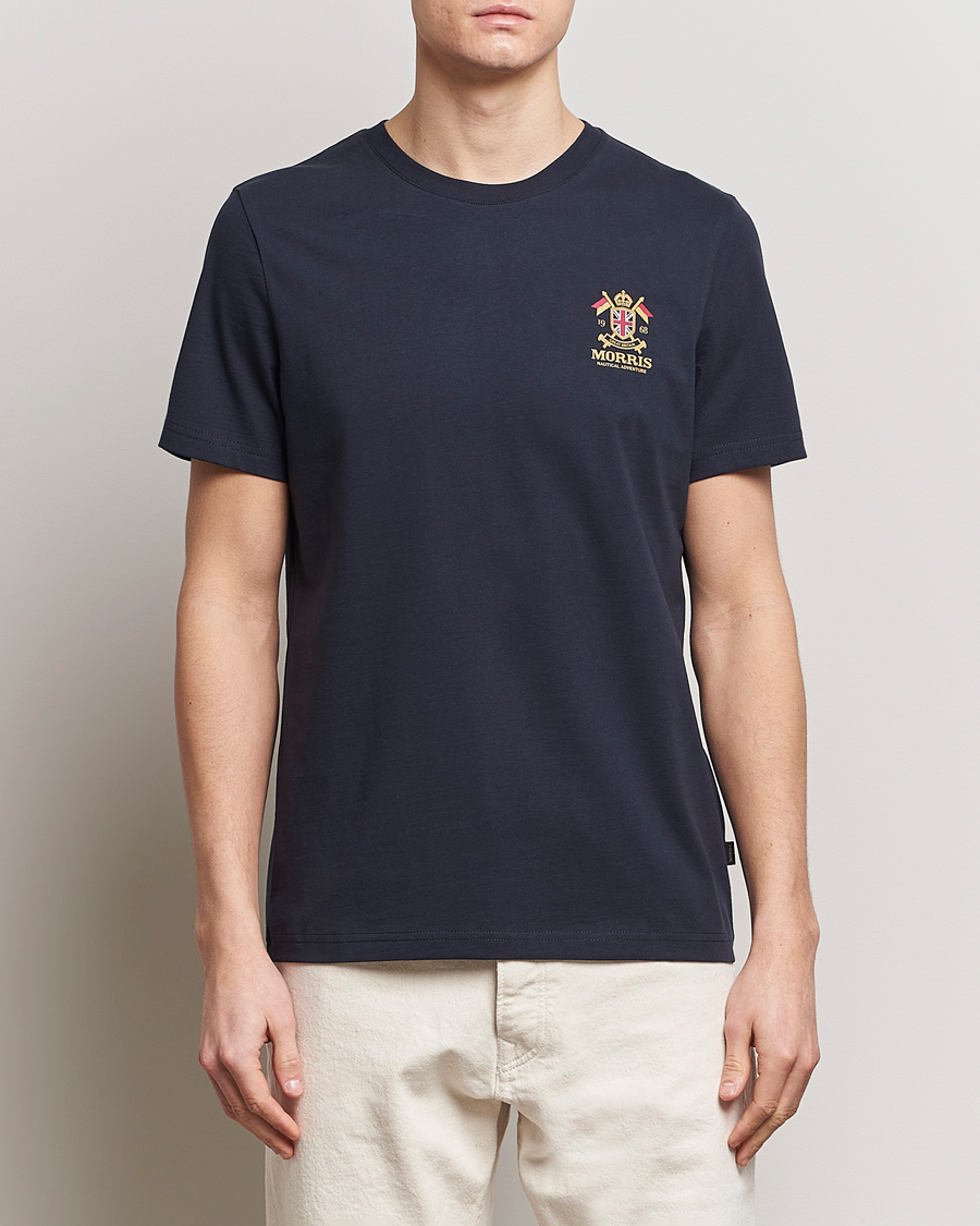 Men | T-Shirts | Morris | Crew Neck Cotton T-Shirt Old Blue