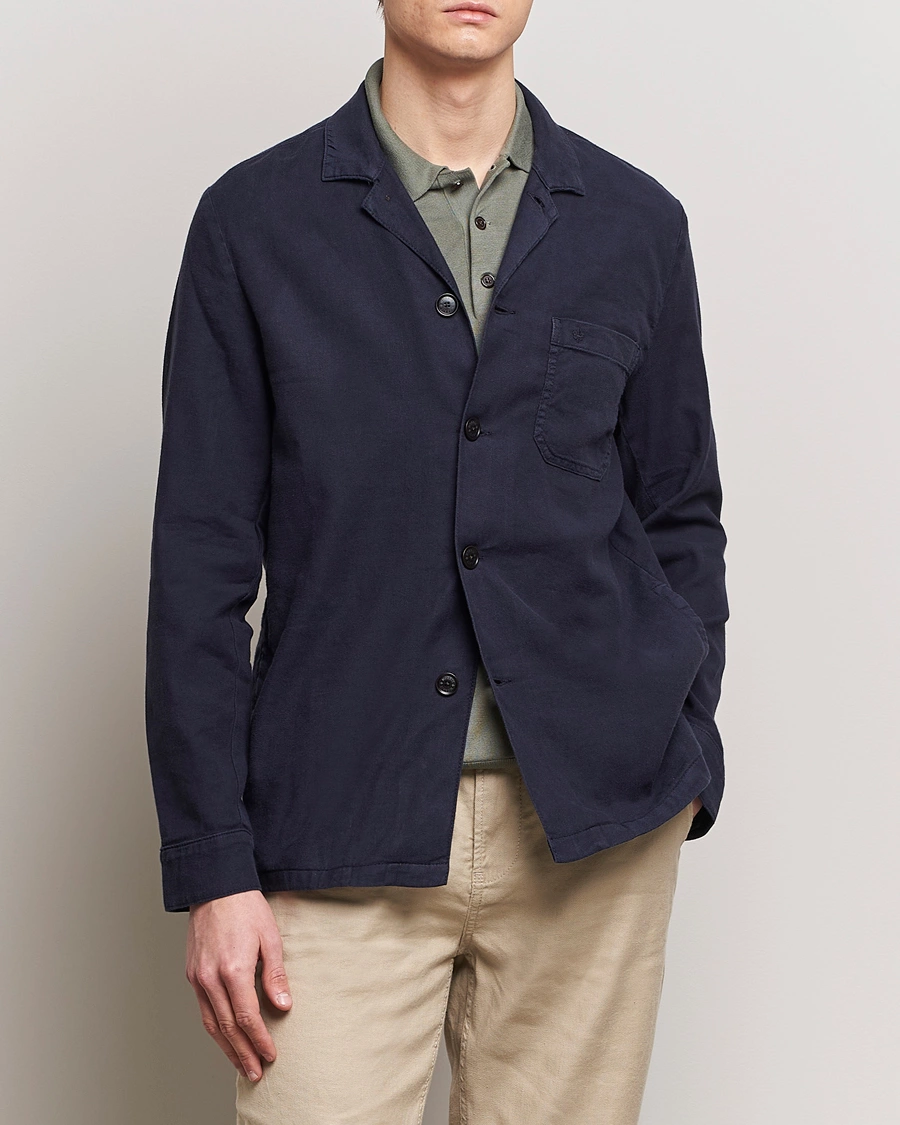 Herr | Skjortjackor | Morris | Linen Shirt Jacket Navy