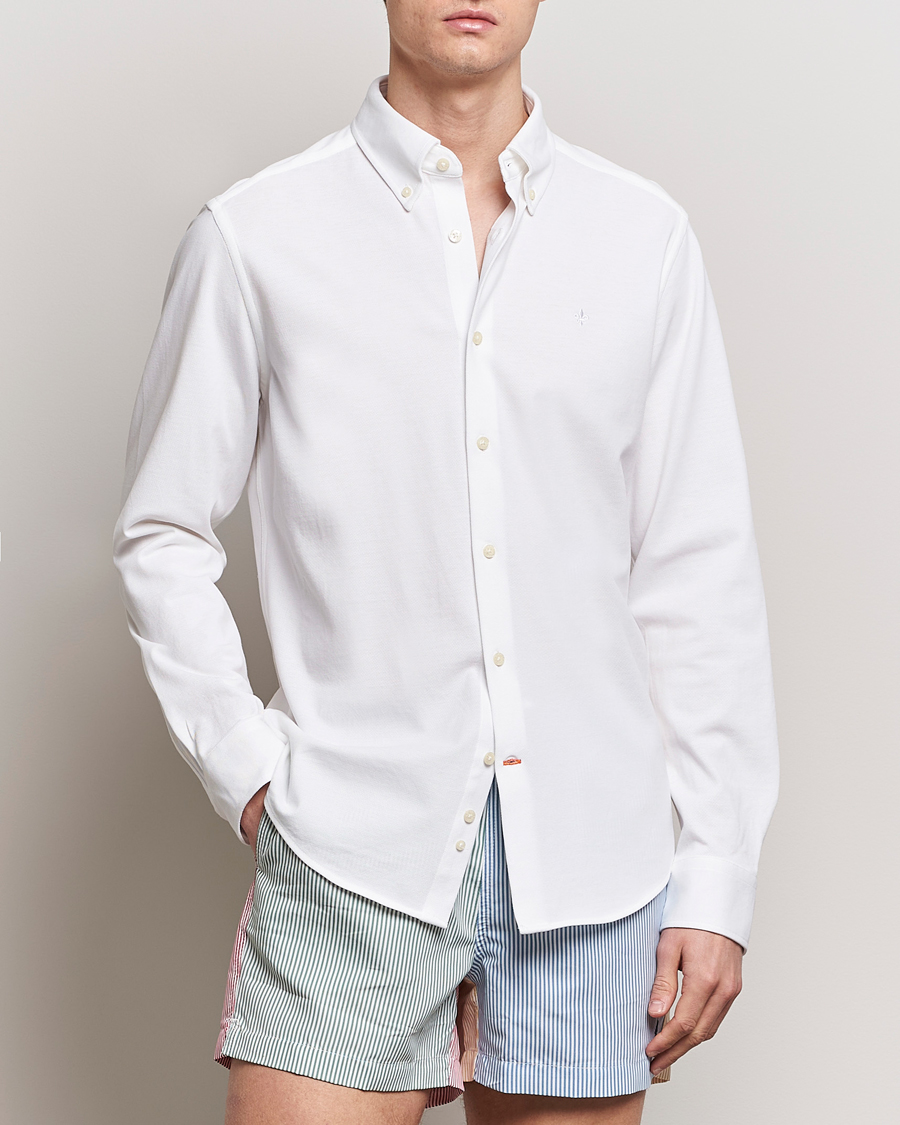 Herren | Freizeithemden | Morris | Eddie Slim Fit Pique Shirt White