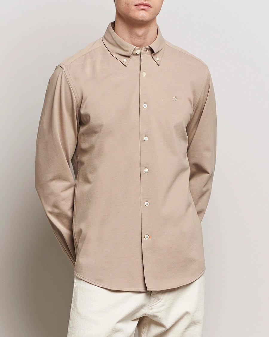 Herren | Hemden | Morris | Eddie Slim Fit Pique Shirt Khaki