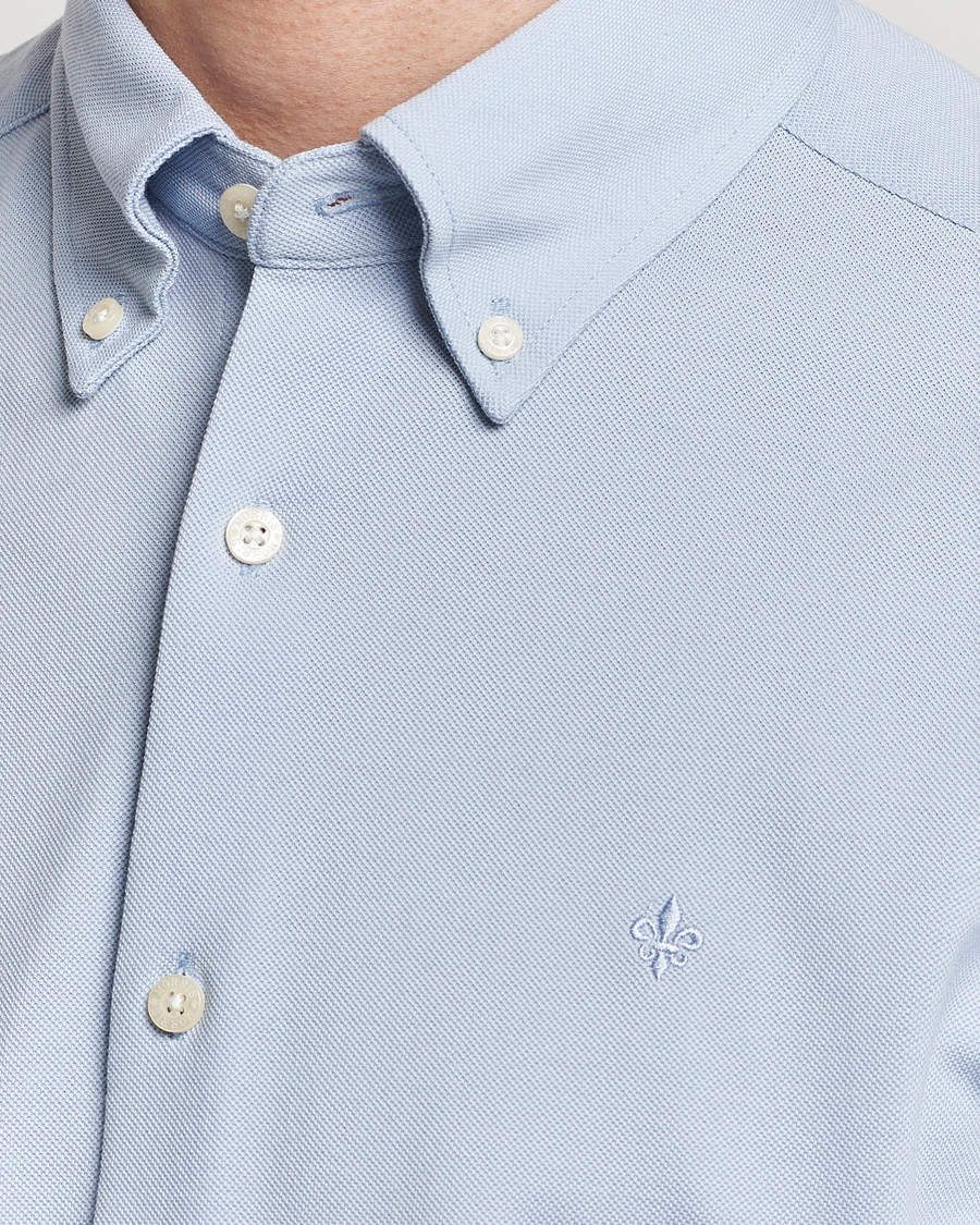 Herren | Hemden | Morris | Eddie Slim Fit Pique Shirt Light Blue