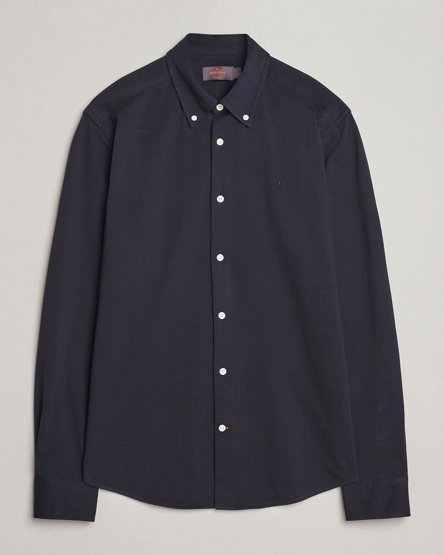 Herren | Hemden | Morris | Eddie Slim Fit Pique Shirt Old Blue