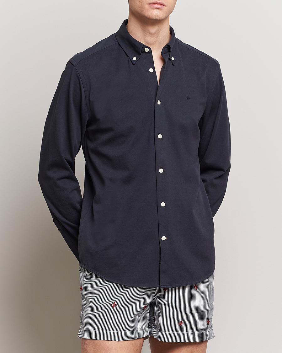 Men |  | Morris | Eddie Slim Fit Pique Shirt Old Blue