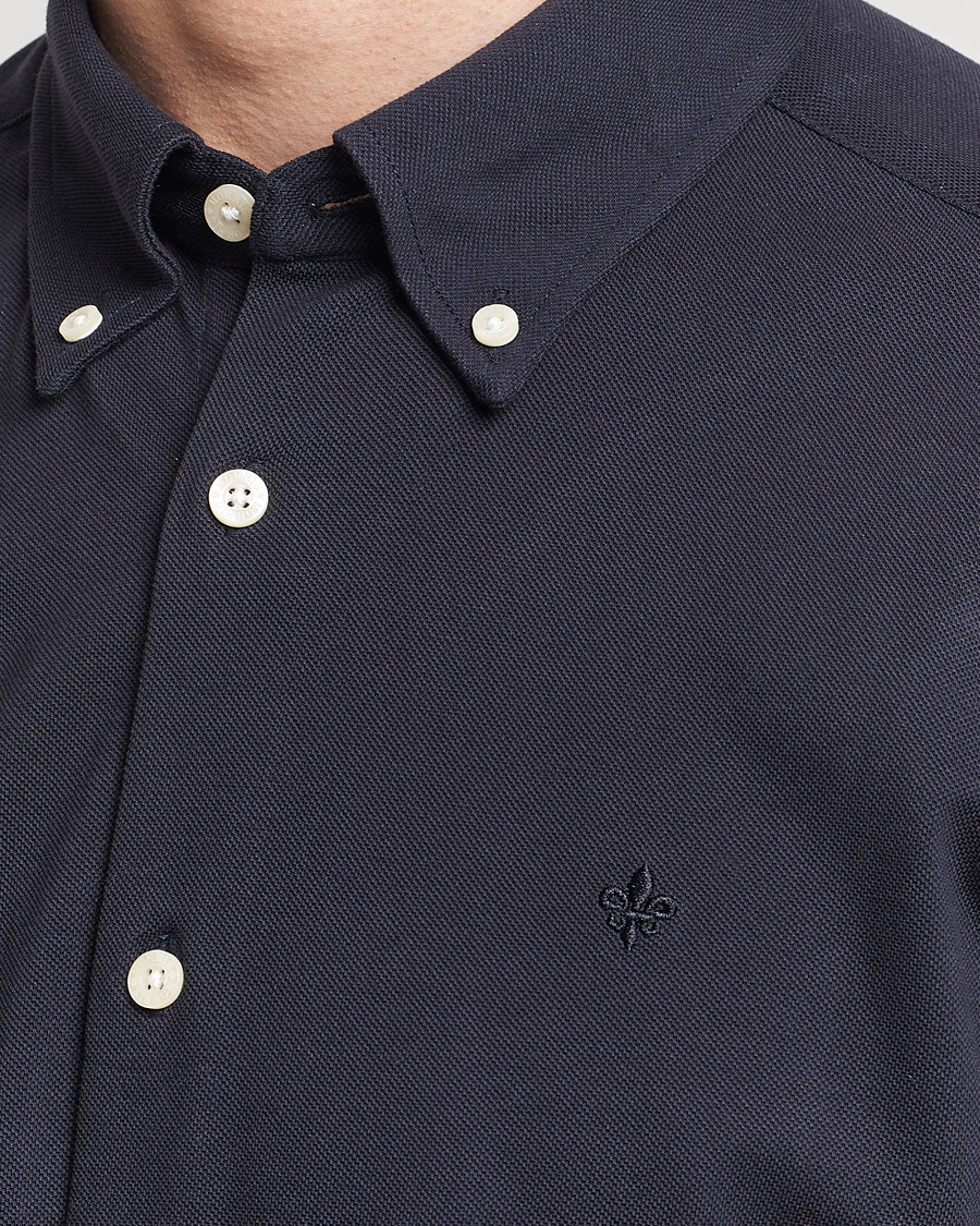 Herren | Hemden | Morris | Eddie Slim Fit Pique Shirt Old Blue