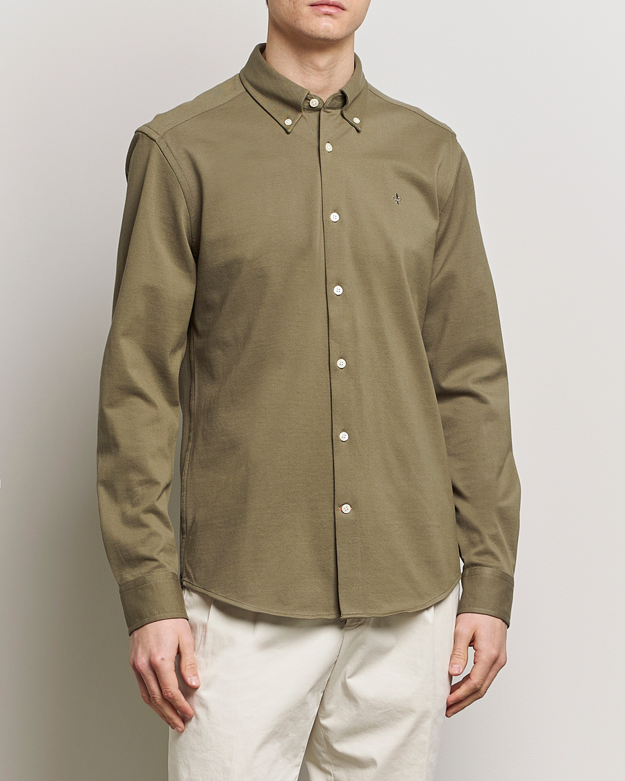 Men |  | Morris | Eddie Slim Fit Pique Shirt Olive