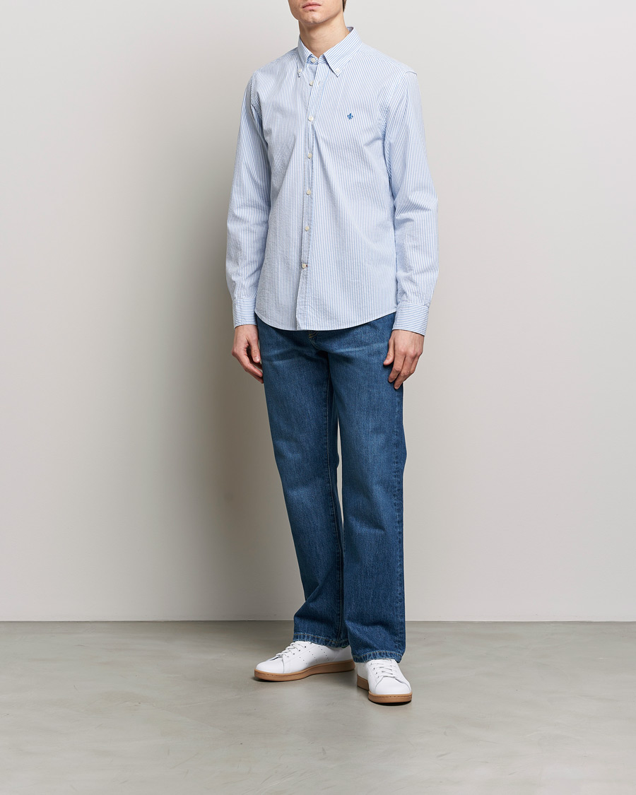 Herren | Hemden | Morris | Slim Fit Seersucker Shirt Light Blue