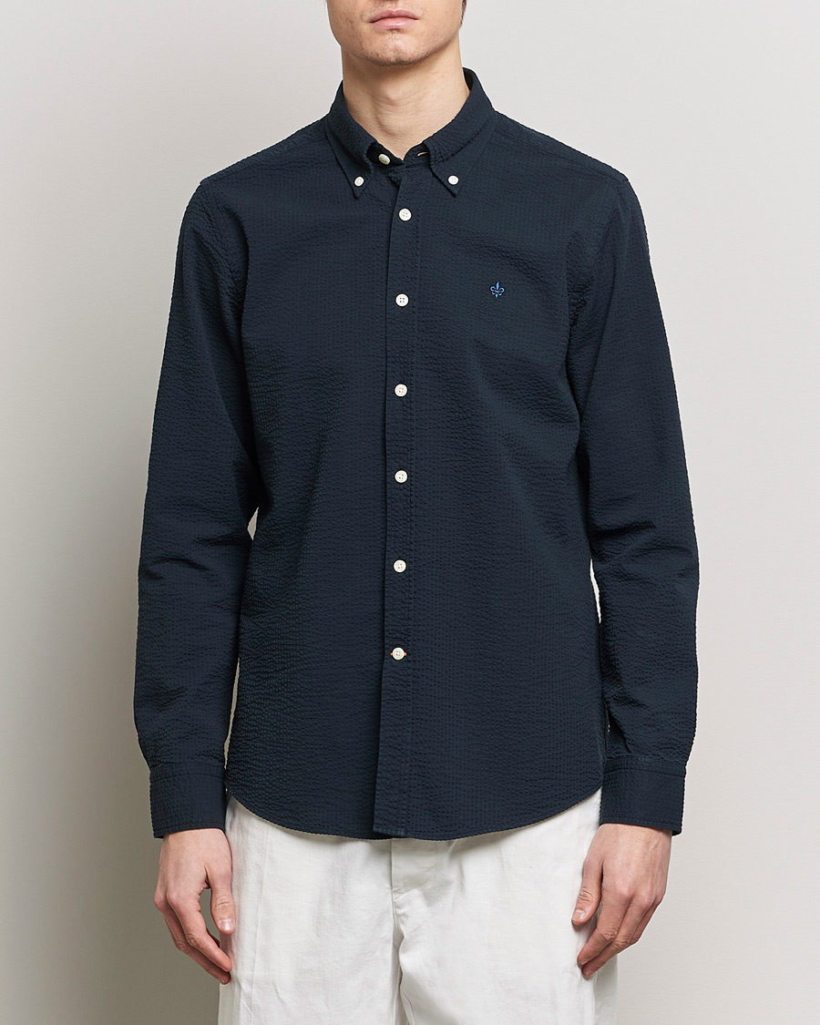 Herren | Freizeithemden | Morris | Slim Fit Seersucker Shirt Navy