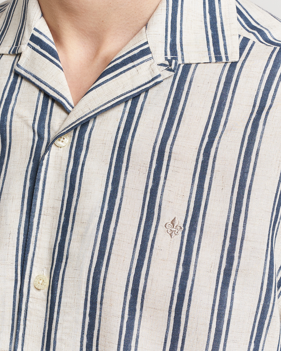Herren | Hemden | Morris | Printed Short Sleeve Shirt Navy/Beige