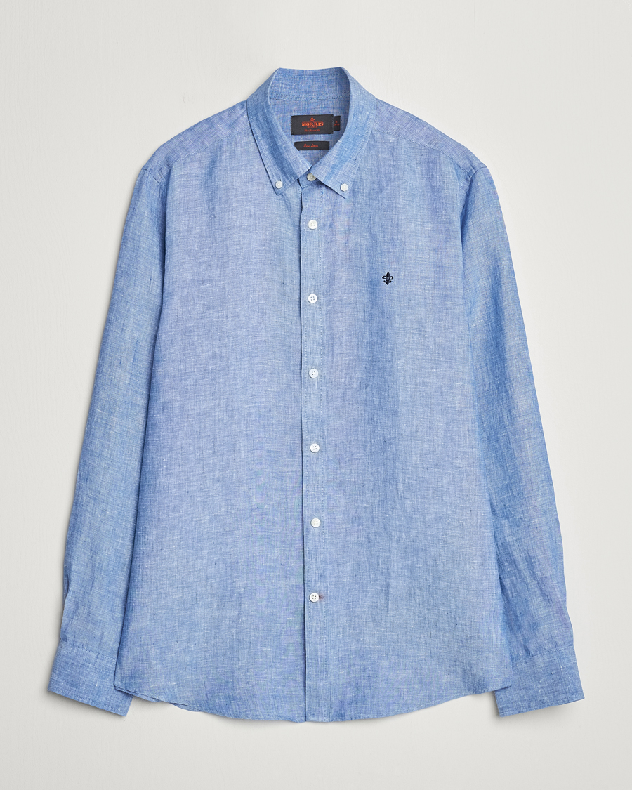 Herren | Hemden | Morris | Douglas Linen Button Down Shirt Blue