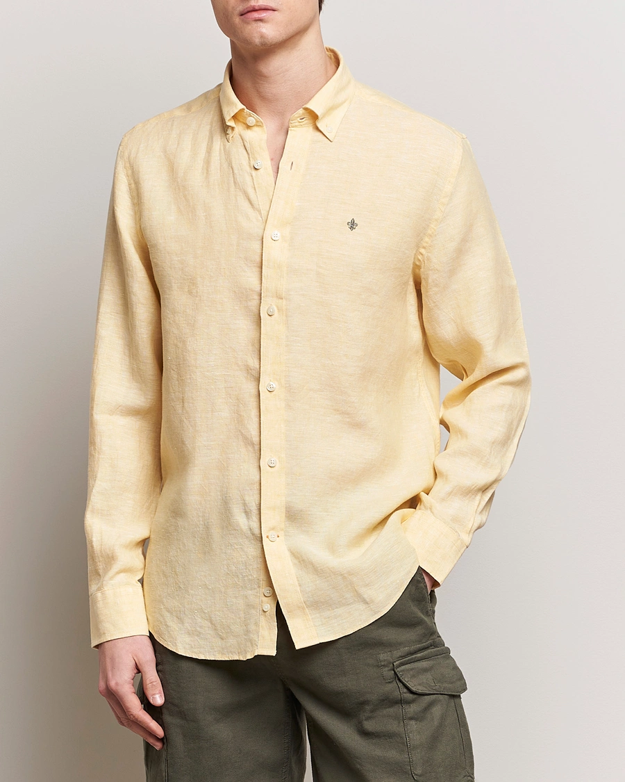 Herren | Leinenhemden | Morris | Douglas Linen Button Down Shirt Yellow