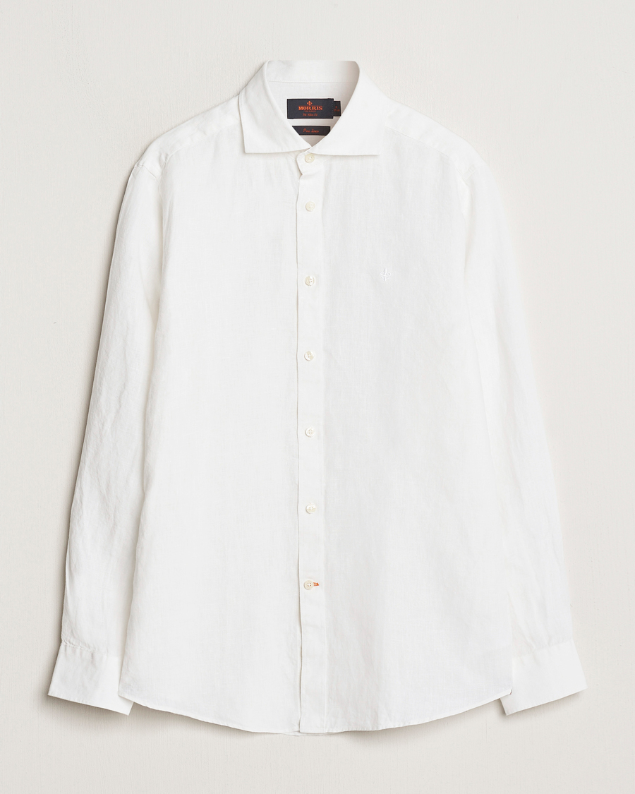 Herren | Hemden | Morris | Slim Fit Linen Cut Away Shirt White