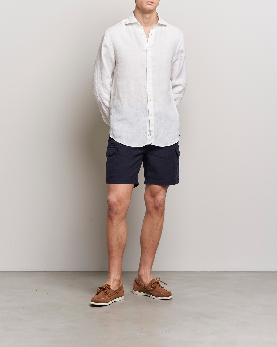 Herren | Hemden | Morris | Slim Fit Linen Cut Away Shirt White