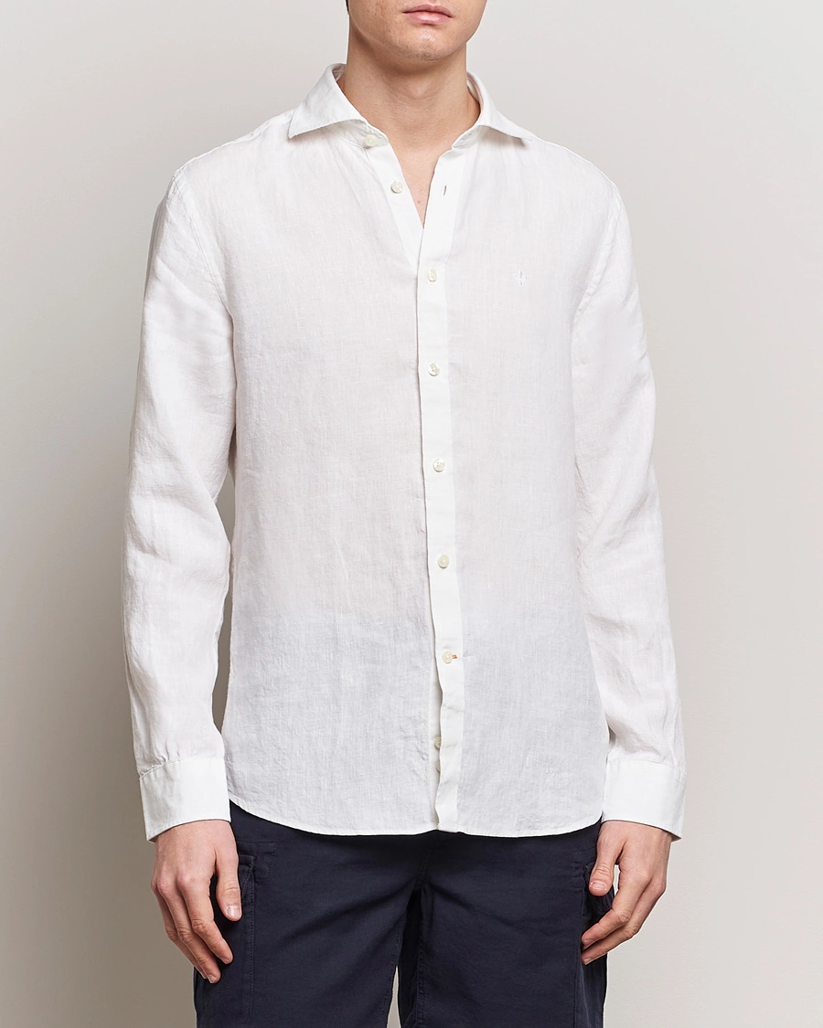 Men | Linen Shirts | Morris | Slim Fit Linen Cut Away Shirt White