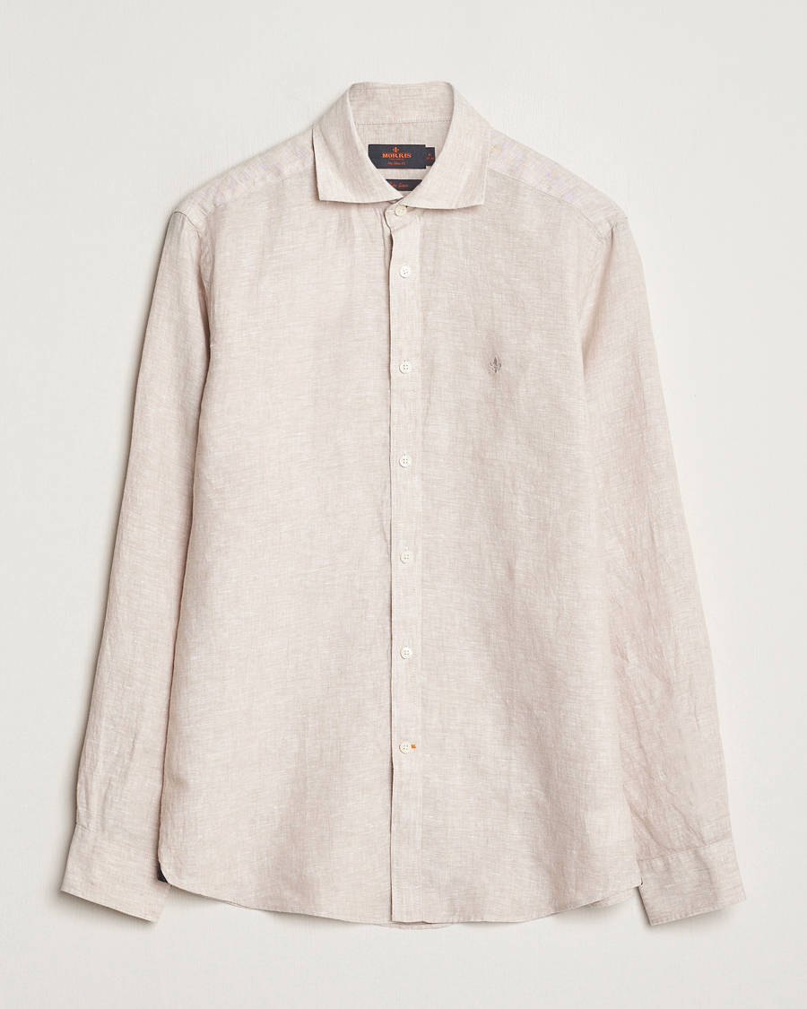 Herren | Hemden | Morris | Slim Fit Linen Cut Away Shirt Khaki