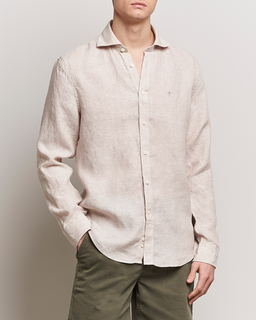 Herr | Linneskjortor | Morris | Slim Fit Linen Cut Away Shirt Khaki