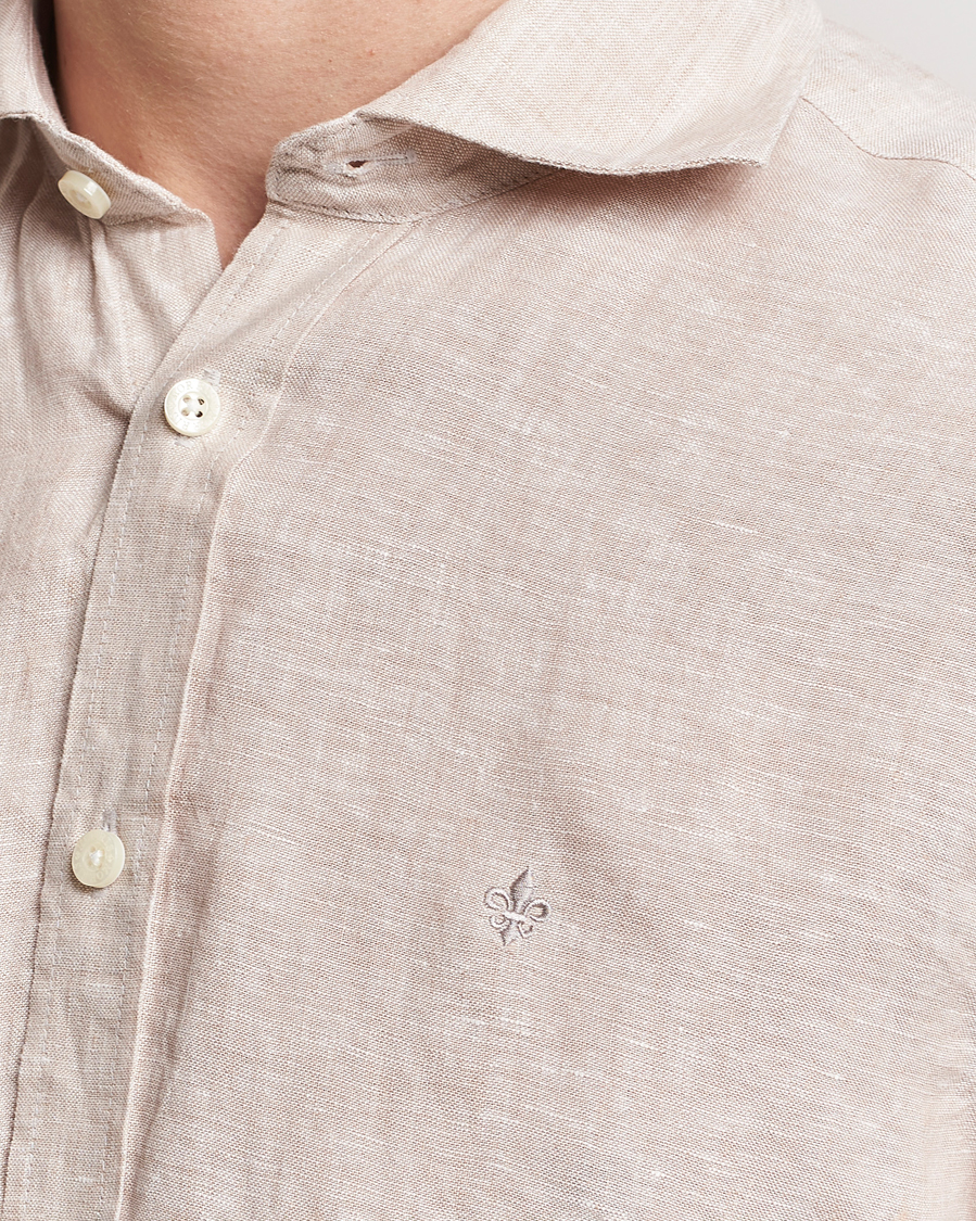Herren | Hemden | Morris | Slim Fit Linen Cut Away Shirt Khaki