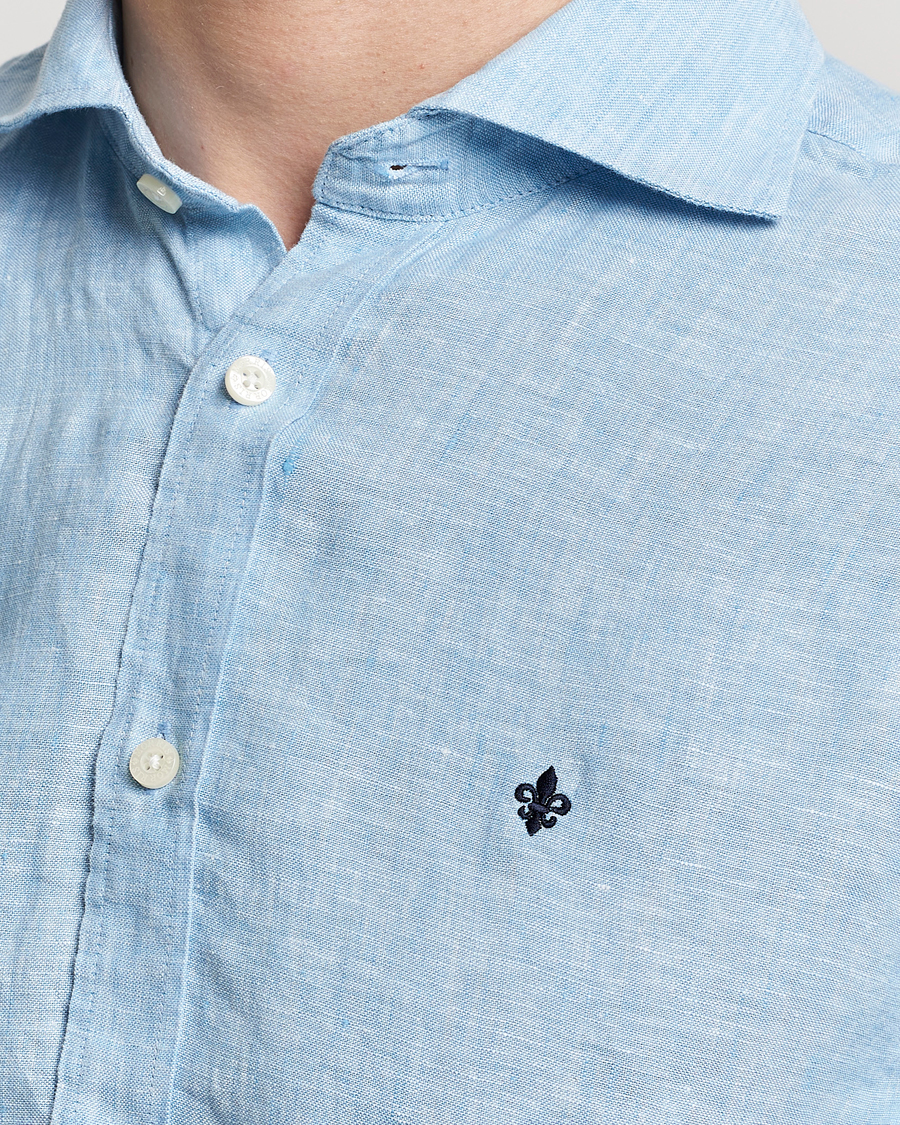 Herren | Hemden | Morris | Slim Fit Linen Cut Away Shirt Light Blue