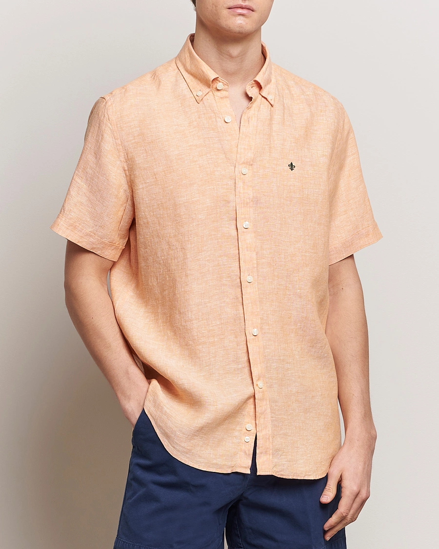 Herren |  | Morris | Douglas Linen Short Sleeve Shirt Orange