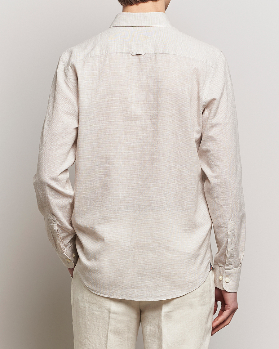 Herren | Hemden | Morris | Slim Fit Linen Check Shirt Khaki