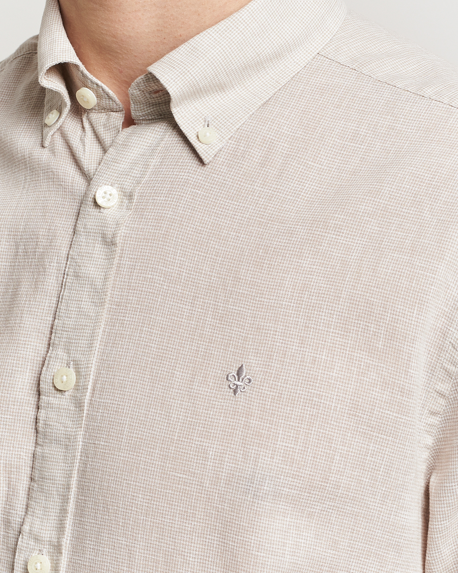 Herren | Hemden | Morris | Slim Fit Linen Check Shirt Khaki
