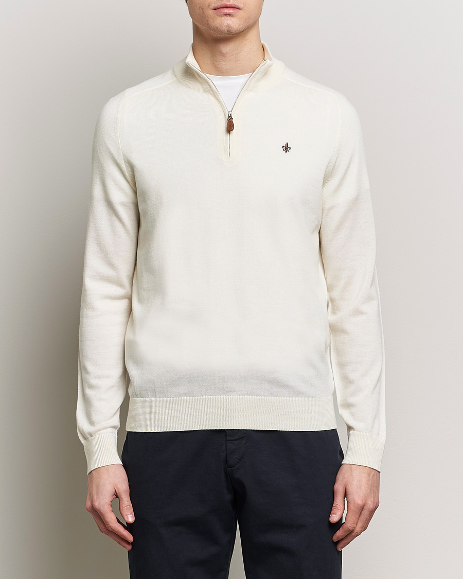 Herren | Pullover | Morris | John Merino Half Zip Off White