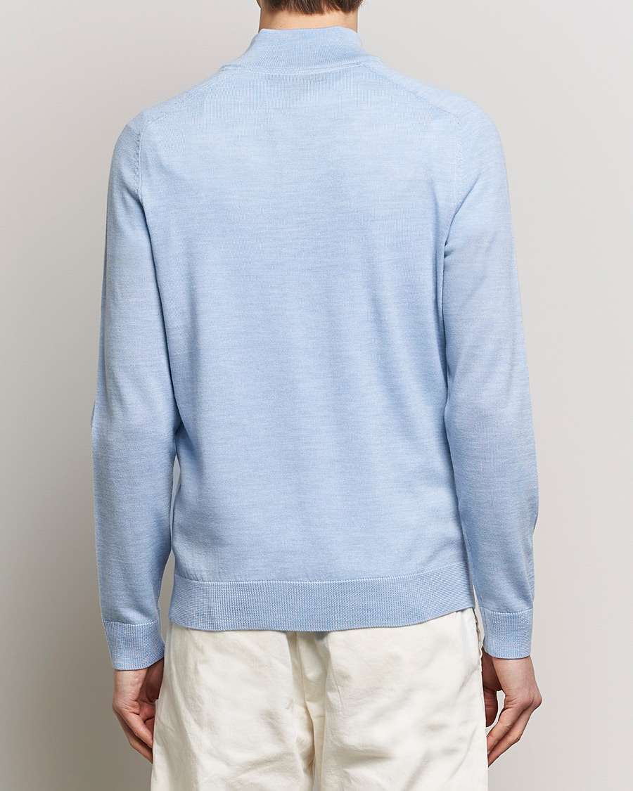 Herren | Pullover | Morris | John Merino Half Zip Light Blue
