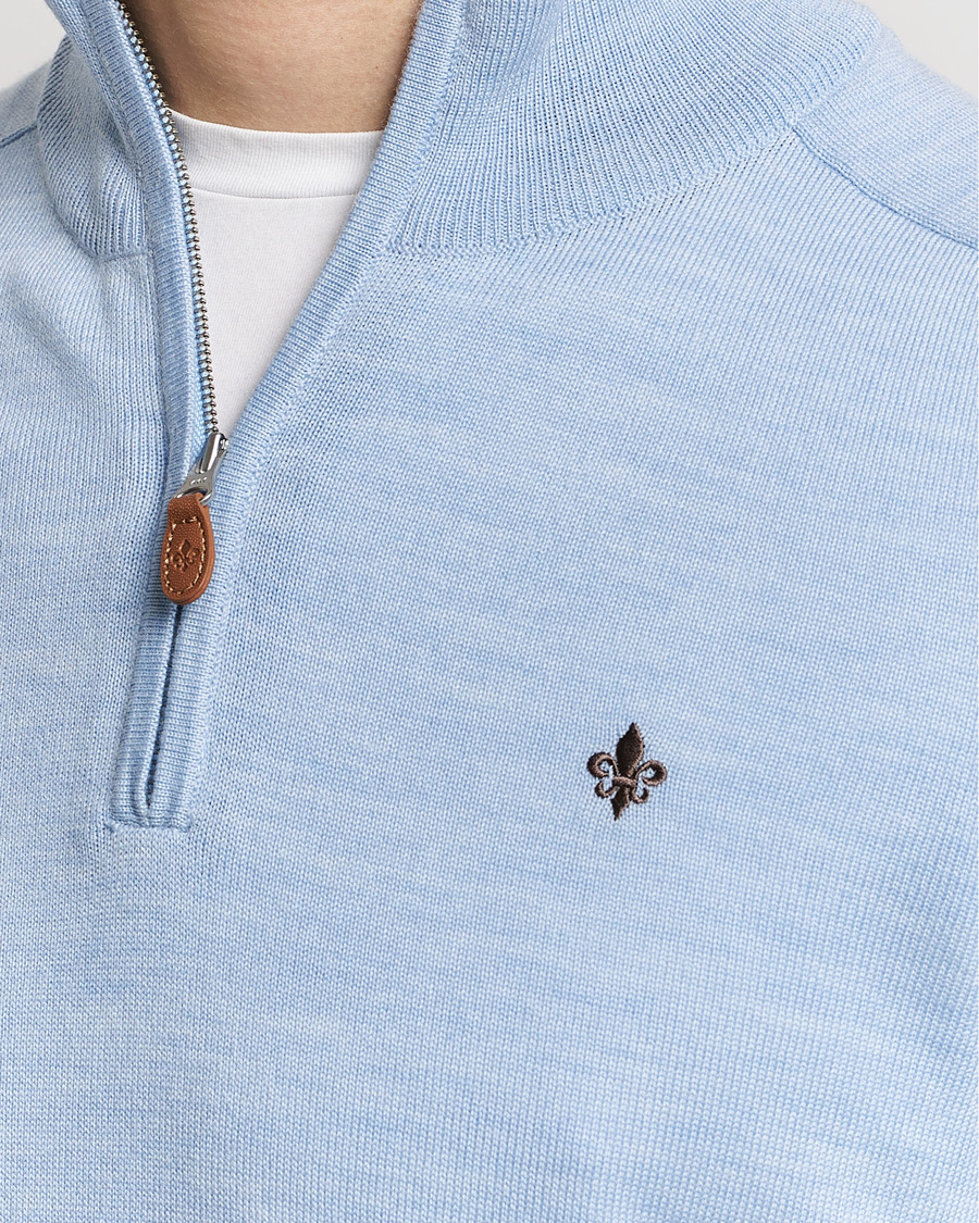 Herren | Pullover | Morris | John Merino Half Zip Light Blue