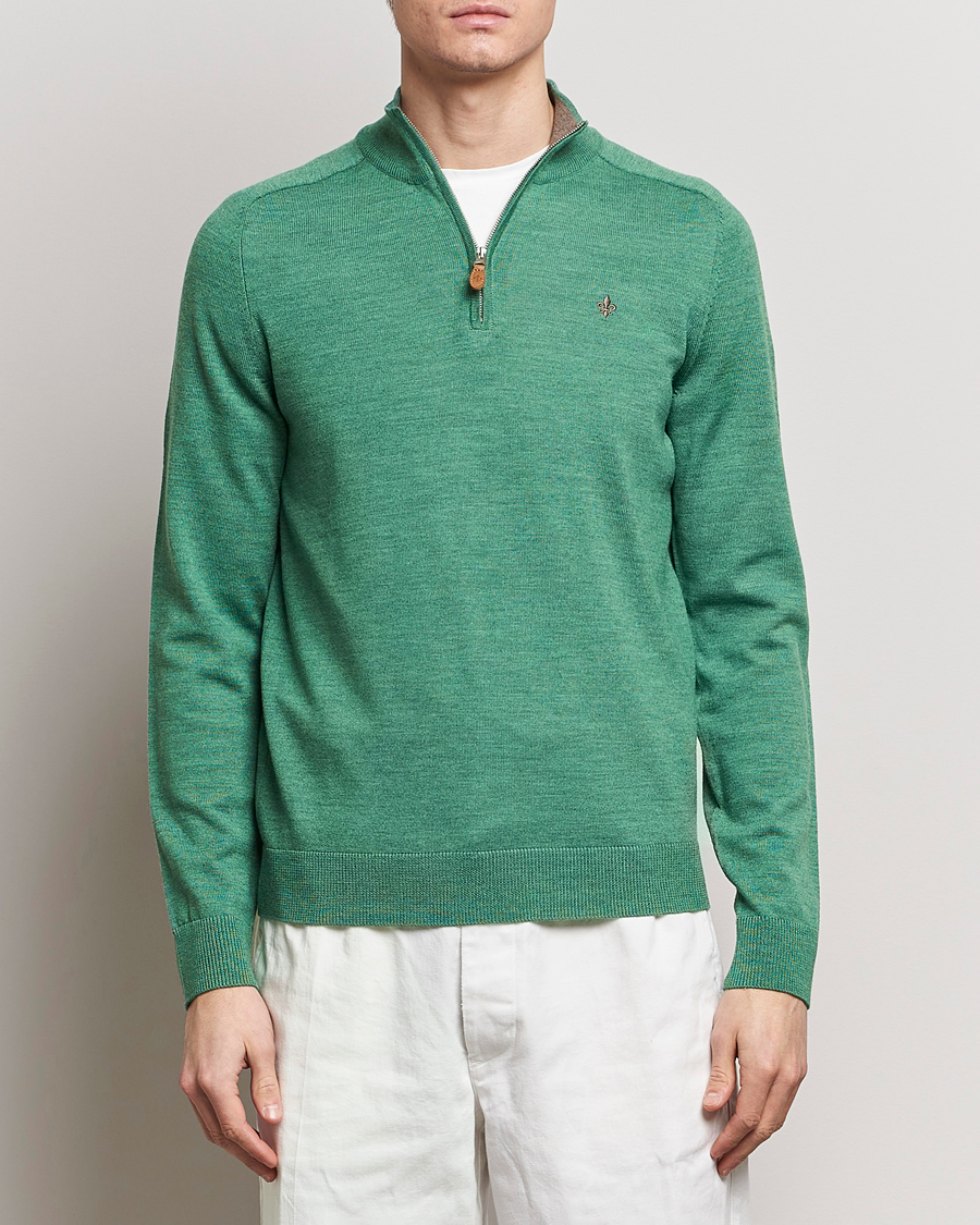 Herren | Sale | Morris | John Merino Half Zip Light Green