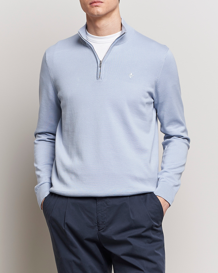 Herren | Half-zip | Morris | Riley Cotton Half Zip Light Blue