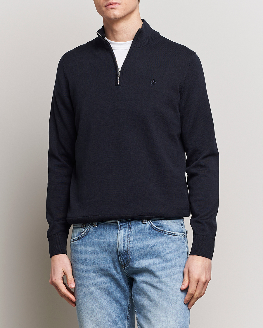 Men |  | Morris | Riley Cotton Half Zip Navy