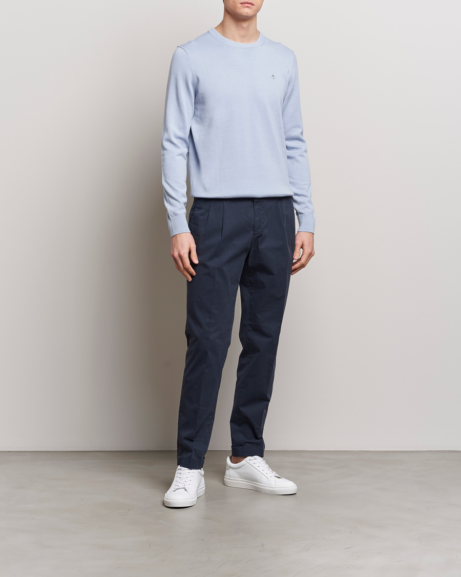 Herren | Pullover | Morris | Riley Cotton Crew Neck Pullover Light Blue