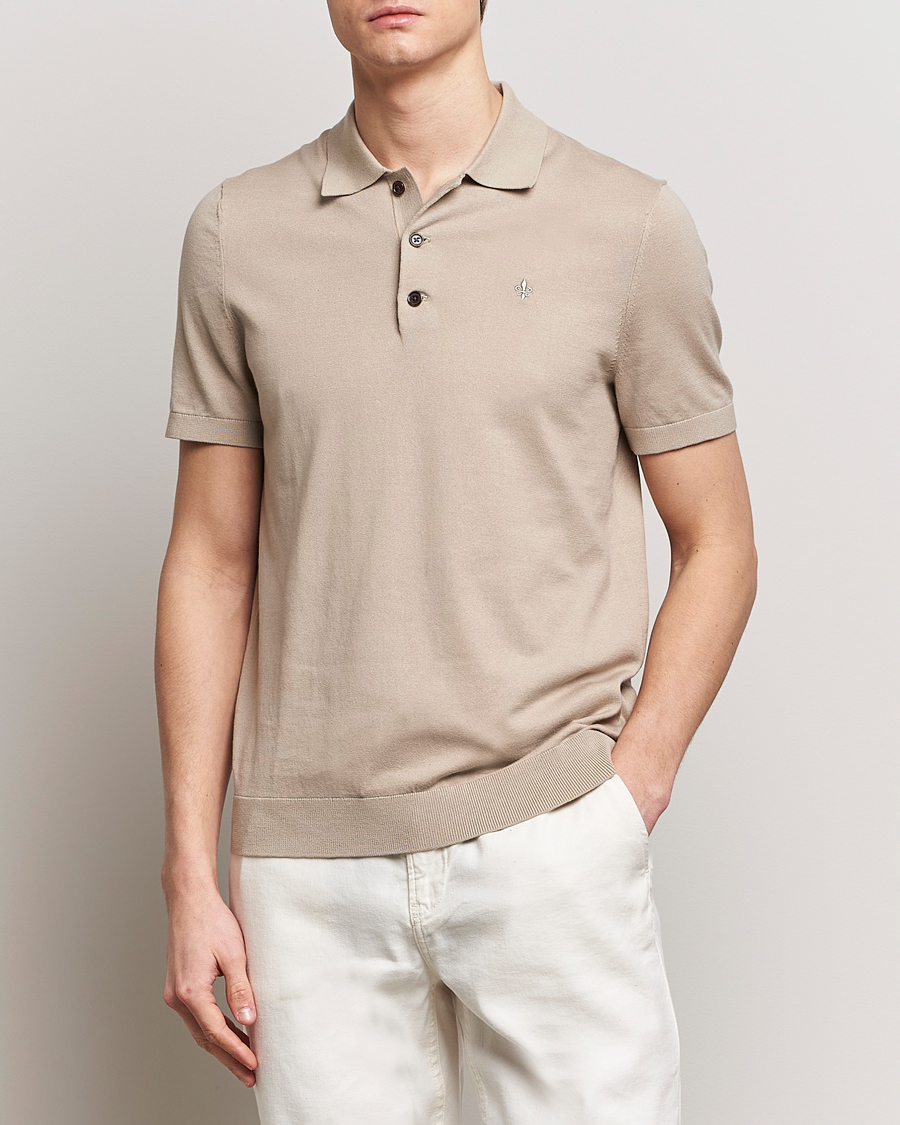 Herren | Neue Produktbilder | Morris | Cenric Cotton Knitted Short Sleeve Polo Khaki