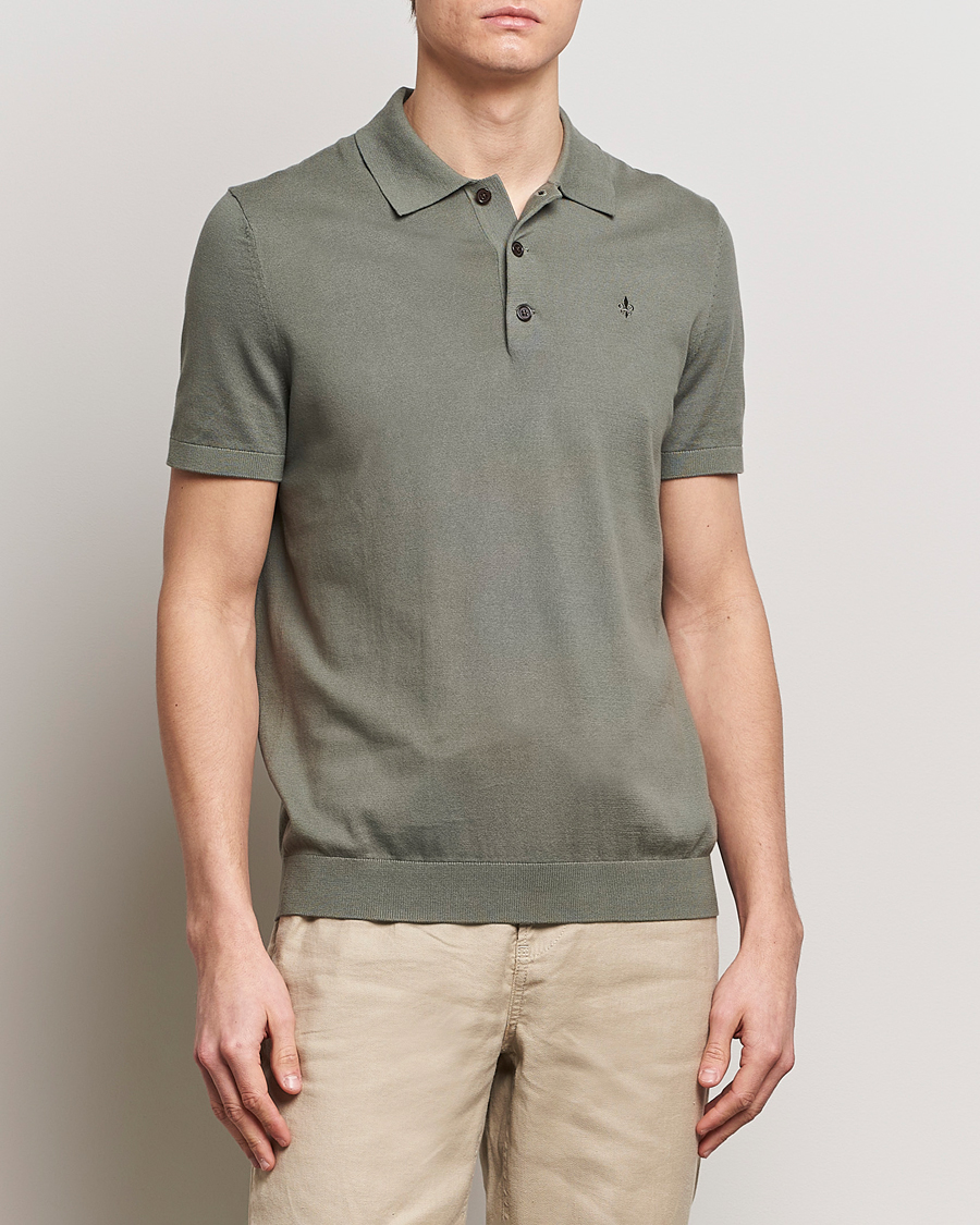 Herren | Neue Produktbilder | Morris | Cenric Cotton Knitted Short Sleeve Polo Green