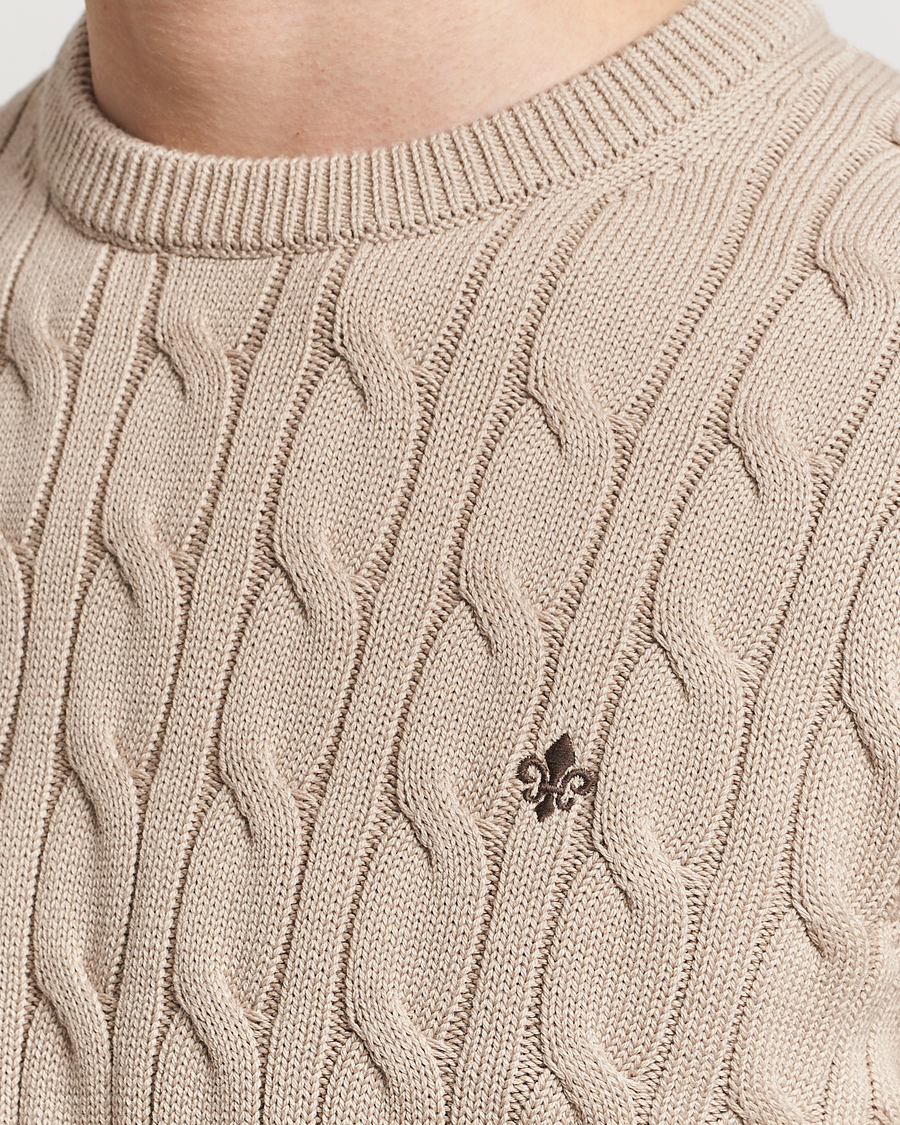 Herren | Pullover | Morris | Ethan Cotton Cable Crew Neck Khaki