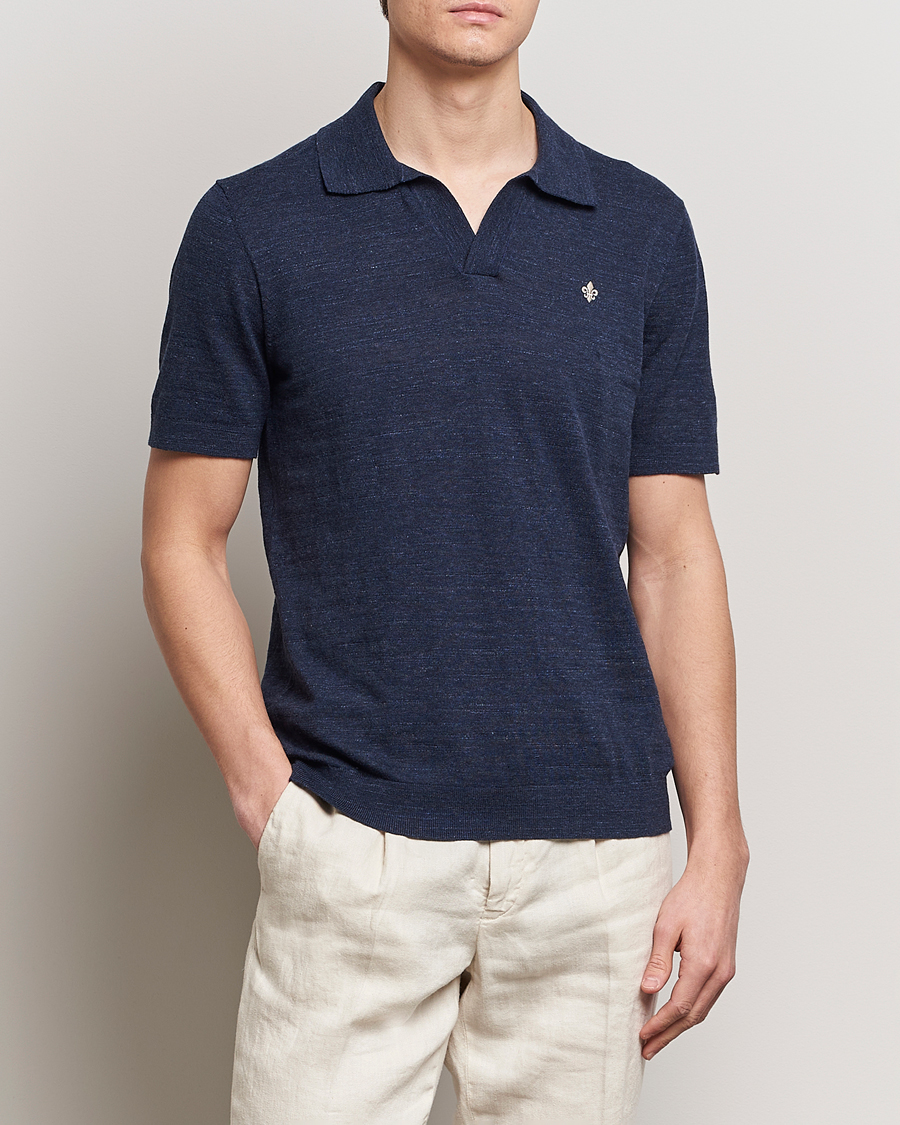 Herren | Kurzarm-Poloshirts | Morris | Randall Slub Cotton Resort Polo Navy