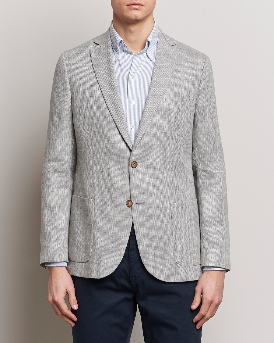 Herren | Baumwollsakko | Morris | Hayes Linen Herringbone Blazer Grey