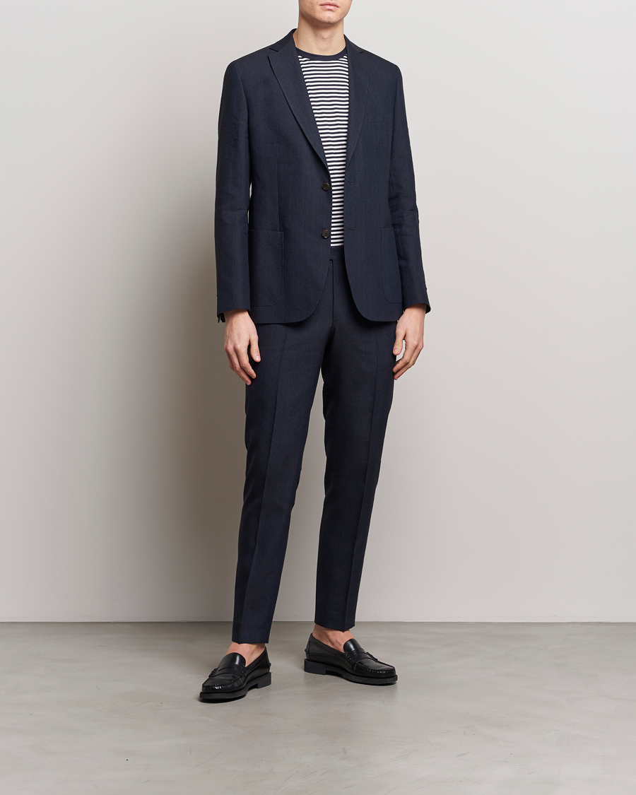 Herren | Hosen | Morris | Bobby Linen Suit Trousers Navy