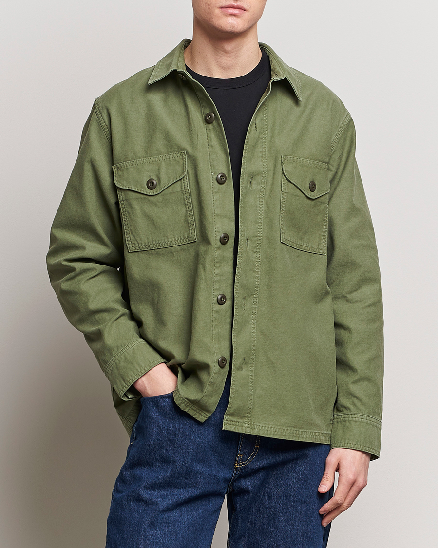 Herren | American Heritage | Filson | Reverse Sateen Jac-Shirt Washed Fatigue Green