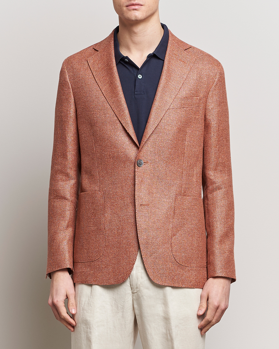 Herren |  | Oscar Jacobson | Ferry Hopsack Hemp/Wool Blazer Orange