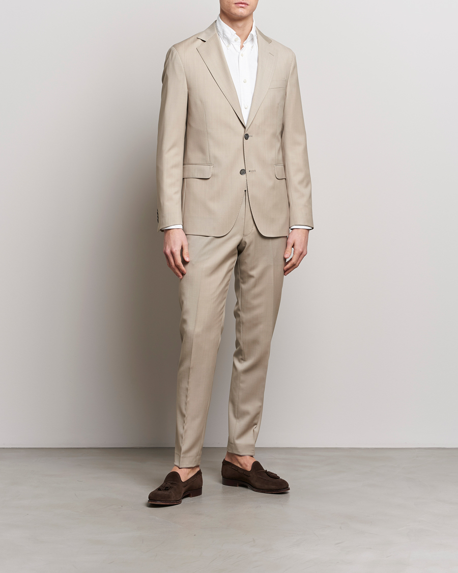 Herren | Oscar Jacobson | Oscar Jacobson | Fogerty Super 130's Wool Suit Beige