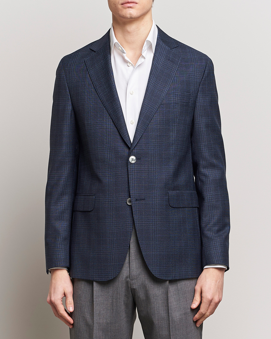 Men |  | Oscar Jacobson | Fogerty Mini Check Wool Blazer Navy