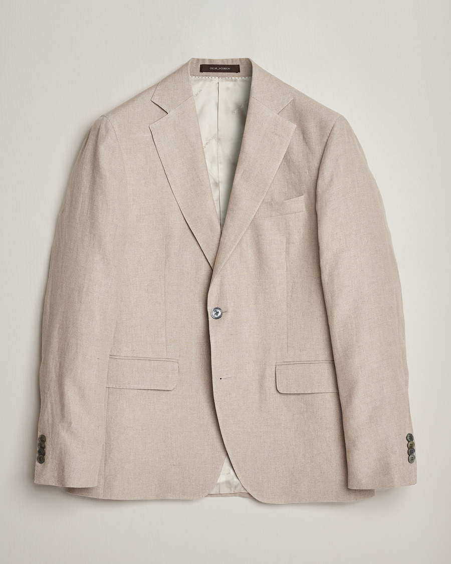 Herren | Sakkos | Oscar Jacobson | Fogerty Linen Blazer Beige