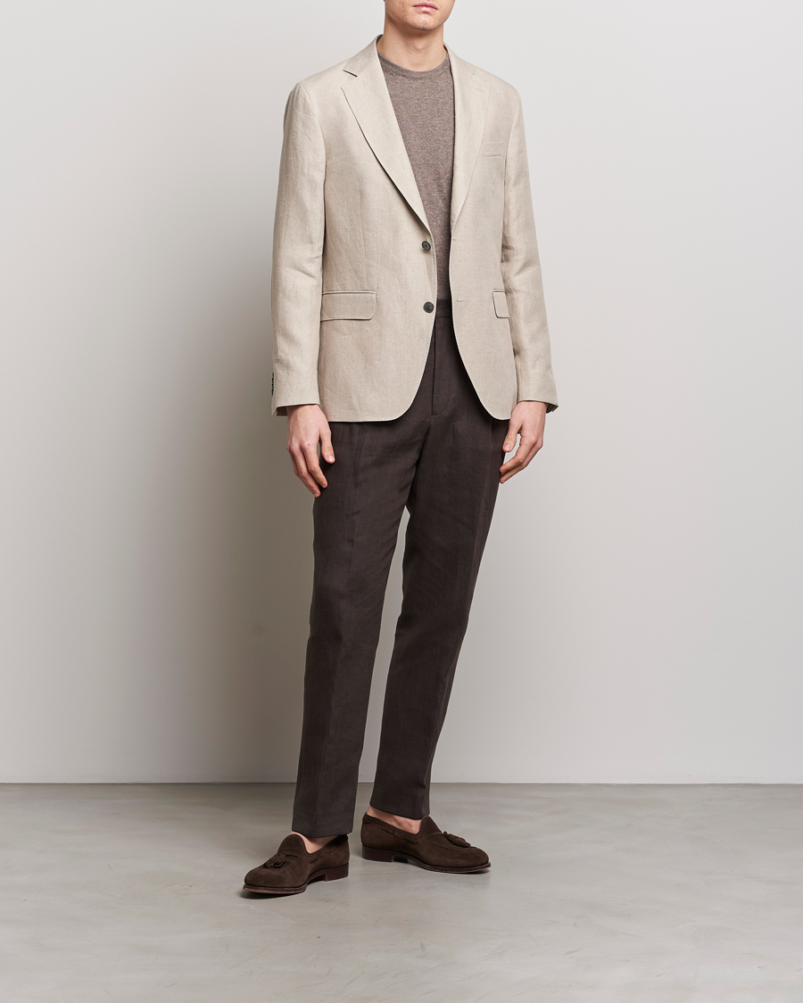 Herren | Sakkos | Oscar Jacobson | Fogerty Linen Blazer Beige